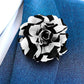 Vittorio Vico Men's Formal Striped Flower Lapel Pin: Flower Pin Suit Accessories Pins for Suit or Tuxedo - 86-black-white-stripe - Classy Cufflinks