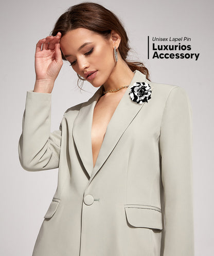 Vittorio Vico Unisex Striped Satin Flower Lapel Pin