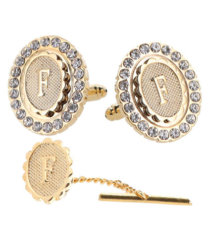 Vittorio Vico Bling Initial Cufflinks & Tie Tack Set in Gift Box Vittorio Vico
