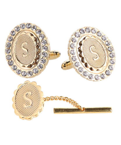 Vittorio Vico Bling Initial Cufflinks & Tie Tack Set in Gift Box Vittorio Vico