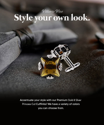 Vittorio Vico Princess Cut Colorstone Cufflinks: CL13XX Series