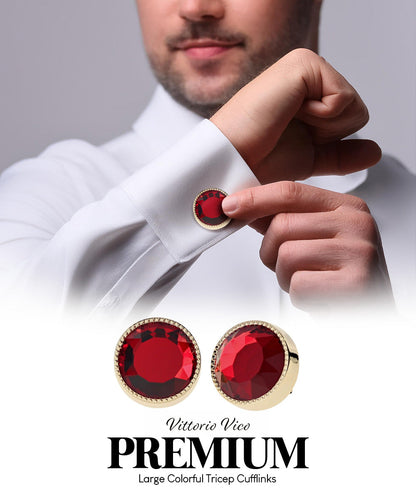 Vittorio Vico Large Colorful Tricep Colorstone Cufflinks: CL16XX Series