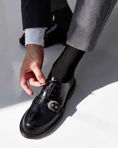 Vittorio Farina Men's Ribbed Shear Nylon Over The Calf Dress Socks