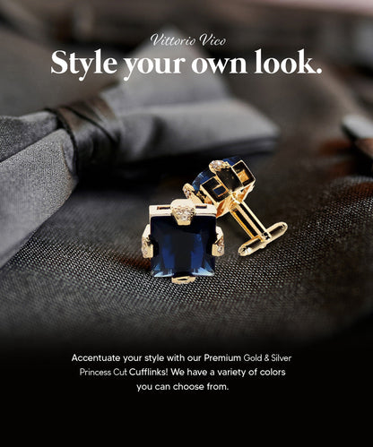 Vittorio Vico Princess Cut Colorstone Cufflinks: CL13XX Series