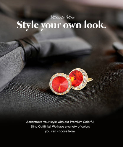 Vittorio Vico Large Bling Colorstone Cufflinks: CL15XX Series