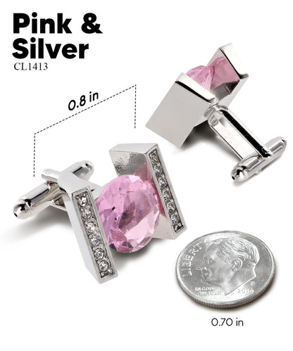 Vittorio Vico Princess Cut Crystal Colorstone Cufflinks: CL14XX Series