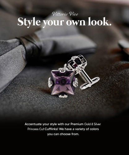 Vittorio Vico Princess Cut Colorstone Cufflinks: CL13XX Series