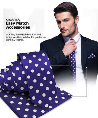 Vittorio Farina Men's Polka Dot Satin Necktie & Pocket Square