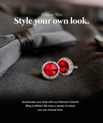 Vittorio Vico Large Bling Colorstone Cufflinks: CL15XX Series - cl - 1505 - Classy Cufflinks