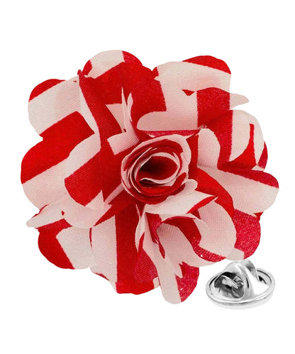 Vittorio Vico Unisex Striped Satin Flower Lapel Pin