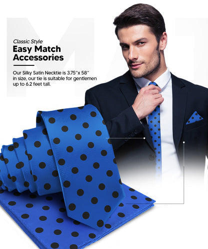 Vittorio Farina Men's Polka Dot Satin Necktie & Pocket Square