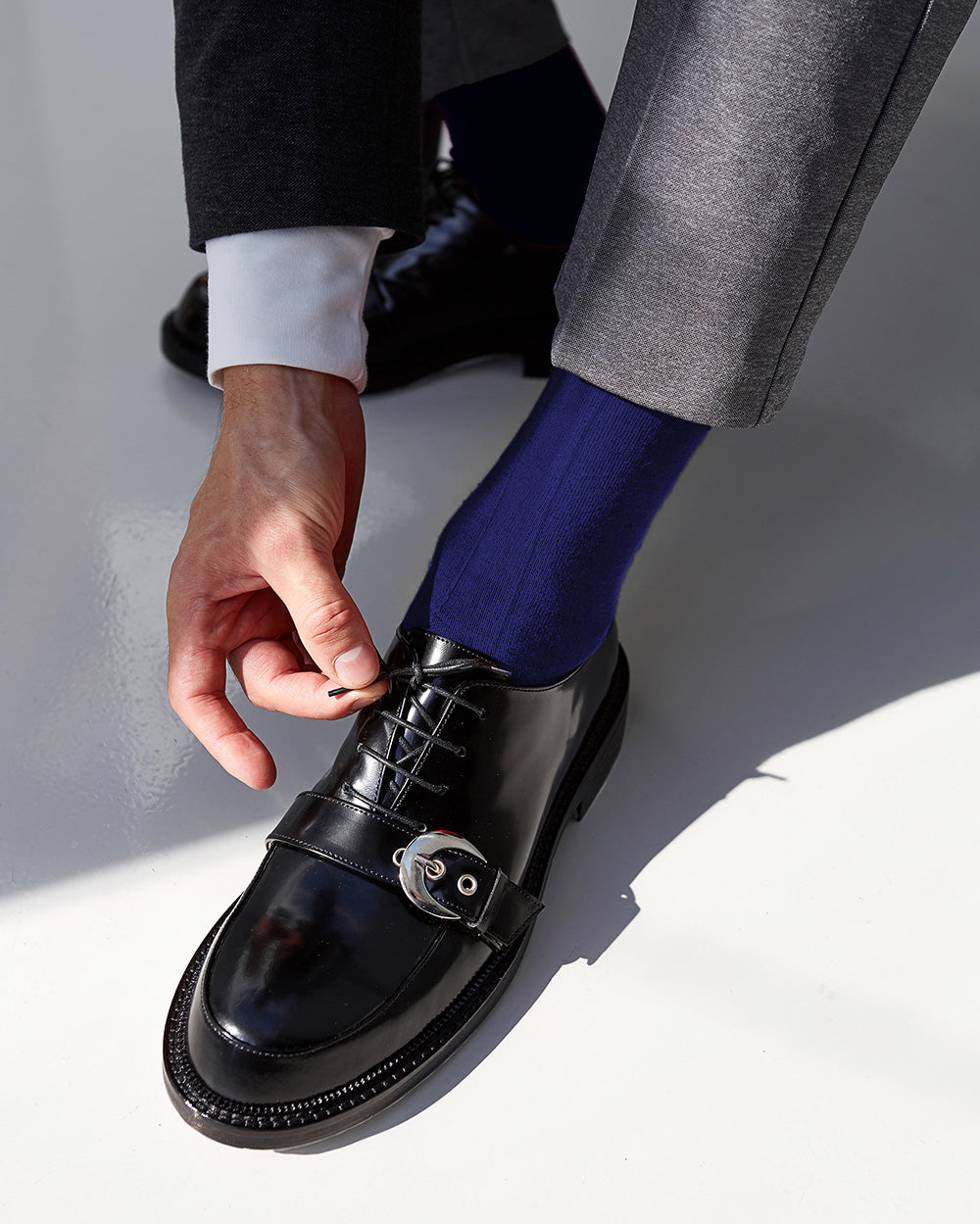 Vittorio Farina Men's Ribbed Shear Nylon Over The Calf Dress Socks