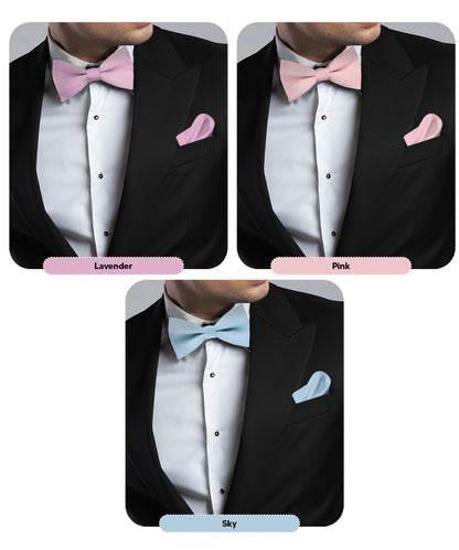Vittorio Farina Classic Bow Tie & Pocket Square Multipacks - BH - SOLID - 3_SPRING1 - Classy Cufflinks