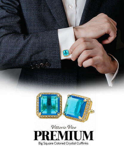 Vittorio Vico Large Big Square Crystal Colorstone Cufflinks: CL 70XX Series Vittorio Vico