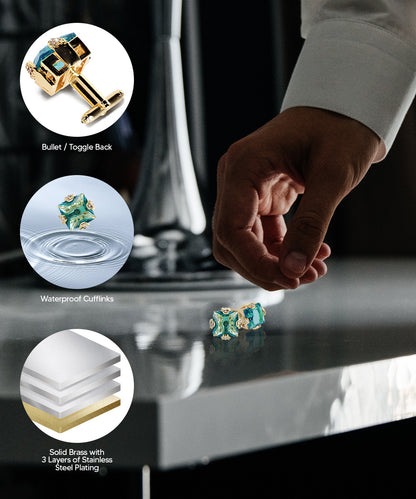 Vittorio Vico Princess Cut Colorstone Cufflinks: CL13XX Series