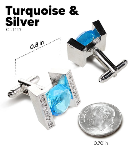 Vittorio Vico Princess Cut Crystal Colorstone Cufflinks: CL14XX Series