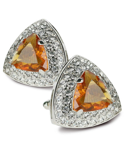 Vittorio Vico Men's Large Triangular Crystal Diamond Set Cufflinks: CL72XX Series