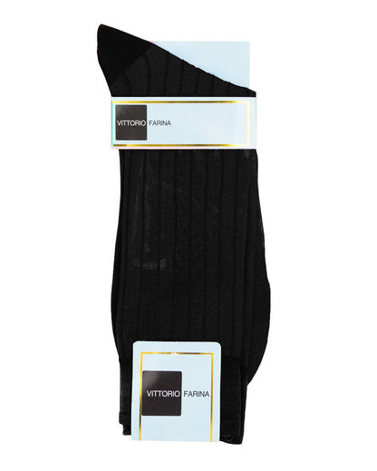 Vittorio Farina Men's Ribbed Shear Nylon Anklet Dress Socks - ank - black - s3 - 3 - Classy Cufflinks