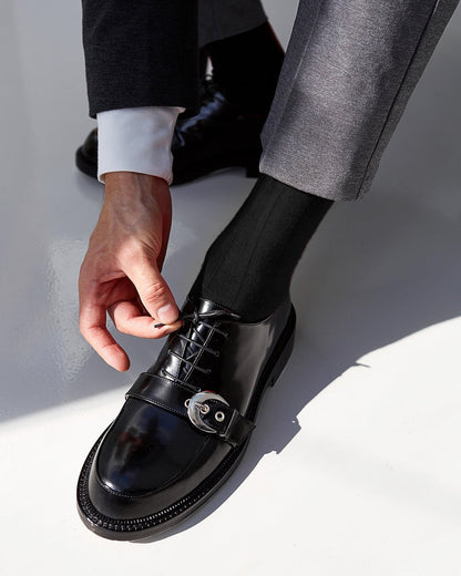 Vittorio Farina Men's Ribbed Shear Nylon Anklet Dress Socks - ank - black - s3 - 3 - Classy Cufflinks