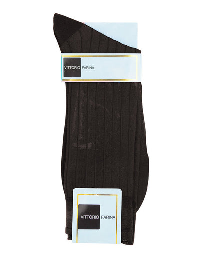 Vittorio Farina Men's Ribbed Shear Nylon Anklet Dress Socks - ank - brown - 3 - Classy Cufflinks