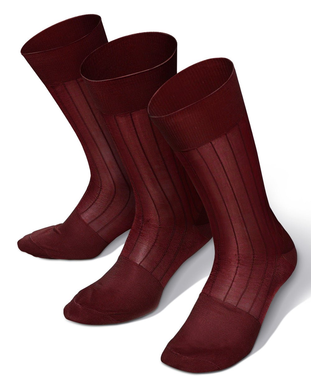 Vittorio Farina Men's Ribbed Shear Nylon Anklet Dress Socks - ank - burg - 3 - Classy Cufflinks