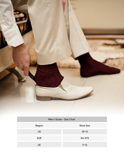 Vittorio Farina Men's Ribbed Shear Nylon Anklet Dress Socks - ank - burg - 3 - Classy Cufflinks