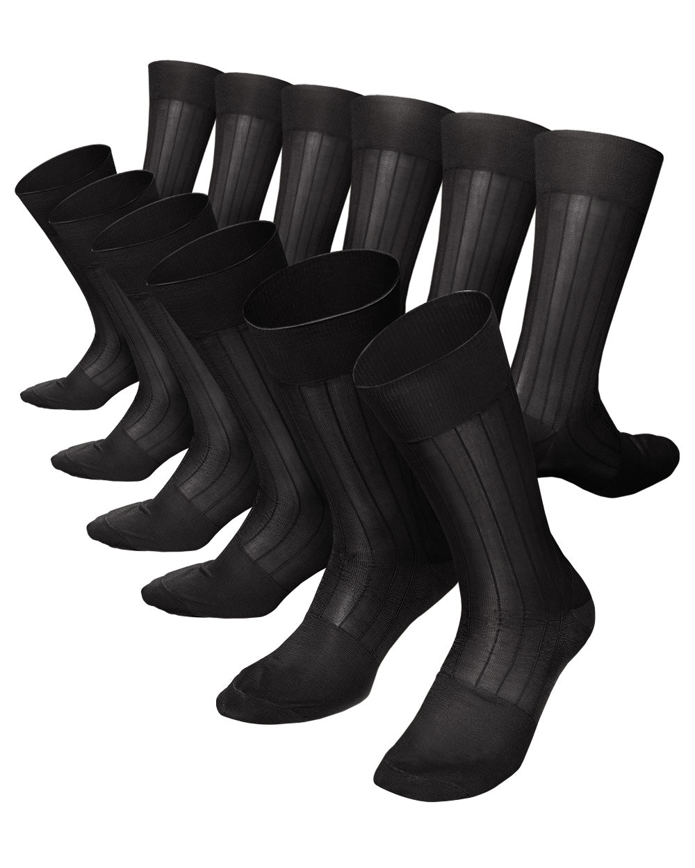 Vittorio Farina Men's Ribbed Shear Nylon Anklet Dress Socks - ank - charcoal - 12 - Classy Cufflinks