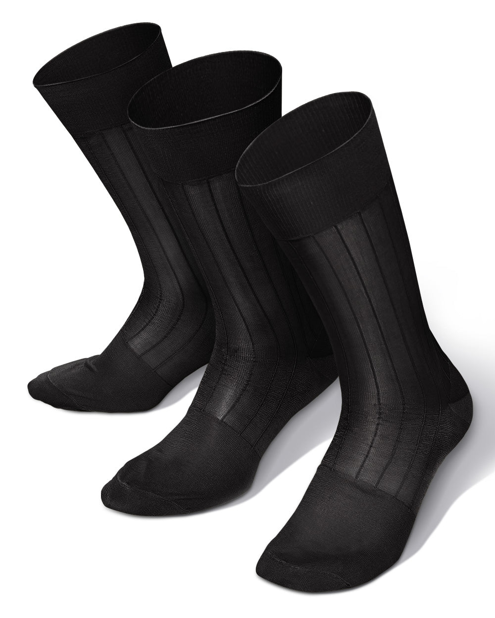 Vittorio Farina Men's Ribbed Shear Nylon Anklet Dress Socks - ank - charcoal - 3 - Classy Cufflinks