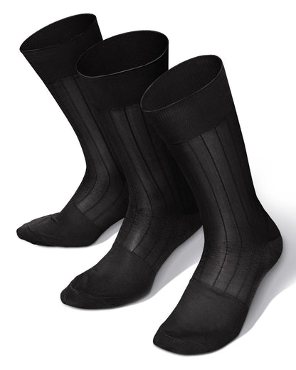 Vittorio Farina Men's Ribbed Shear Nylon Anklet Dress Socks - ank - charcoal - 3 - Classy Cufflinks