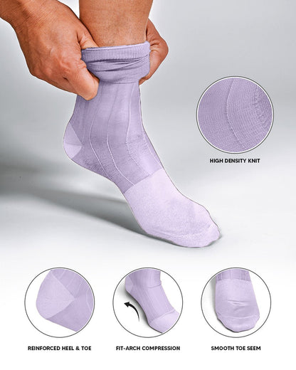 Vittorio Farina Men's Ribbed Shear Nylon Anklet Dress Socks - ank - lavender - 3 - Classy Cufflinks