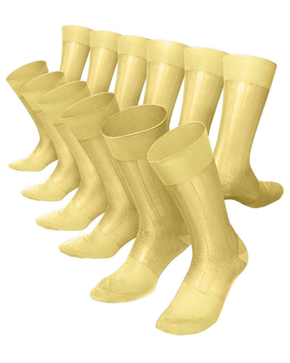 Vittorio Farina Men's Ribbed Shear Nylon Anklet Dress Socks - ank - maize - 12 - Classy Cufflinks