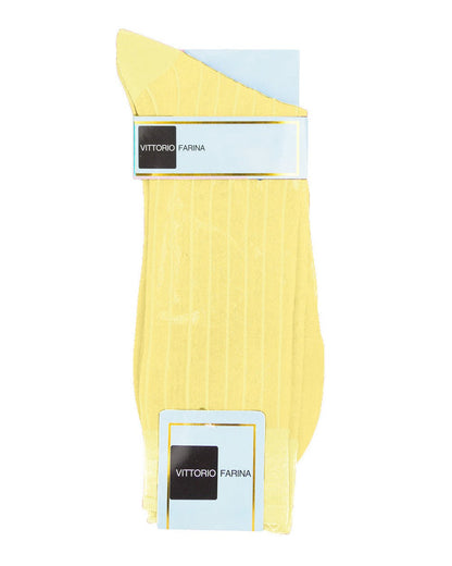 Vittorio Farina Men's Ribbed Shear Nylon Anklet Dress Socks - ank - maize - 3 - Classy Cufflinks