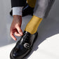 Vittorio Farina Men's Ribbed Shear Nylon Anklet Dress Socks - ank - mustard - 12 - Classy Cufflinks
