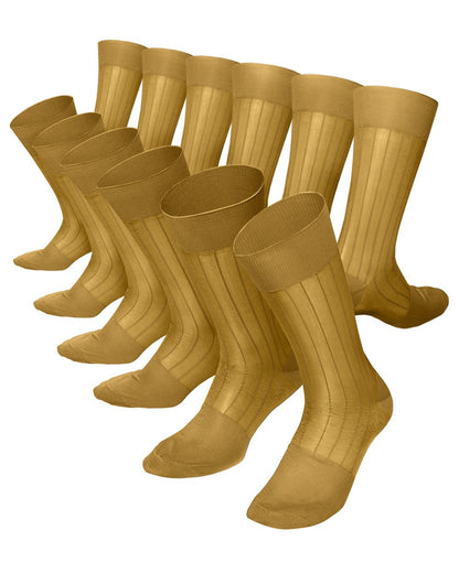 Vittorio Farina Men's Ribbed Shear Nylon Anklet Dress Socks - ank - mustard - 12 - Classy Cufflinks