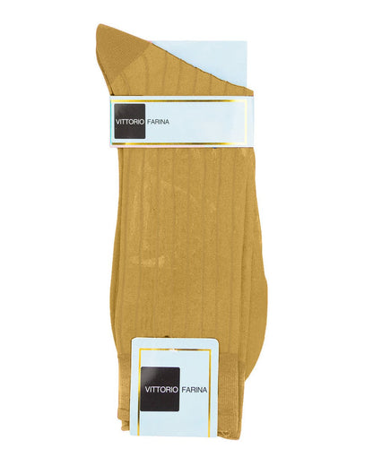 Vittorio Farina Men's Ribbed Shear Nylon Anklet Dress Socks - ank - mustard - 3 - Classy Cufflinks