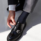 Vittorio Farina Men's Ribbed Shear Nylon Anklet Dress Socks - ank - navy - 12 - Classy Cufflinks