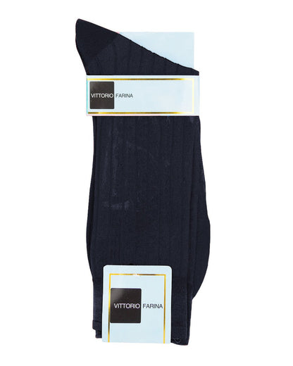 Vittorio Farina Men's Ribbed Shear Nylon Anklet Dress Socks - ank - navy - 12 - Classy Cufflinks