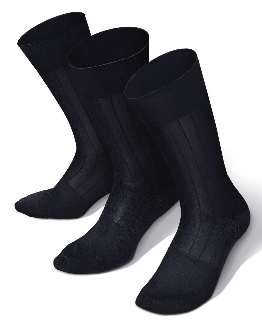 Vittorio Farina Men's Ribbed Shear Nylon Anklet Dress Socks - ank - navy - 3 - Classy Cufflinks