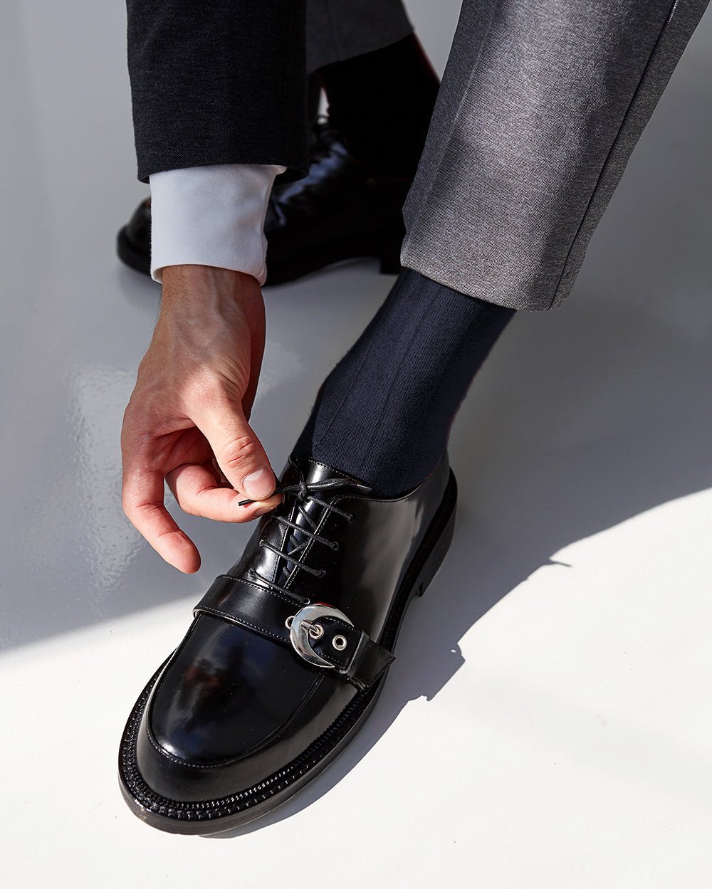 Vittorio Farina Men's Ribbed Shear Nylon Anklet Dress Socks - ank - navy - 3 - Classy Cufflinks