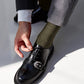 Vittorio Farina Men's Ribbed Shear Nylon Anklet Dress Socks - ank - olive - 12 - Classy Cufflinks