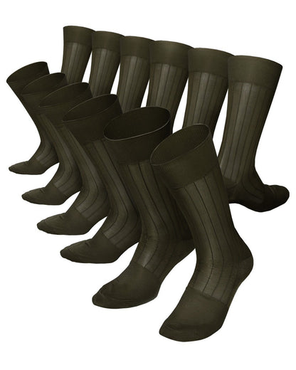 Vittorio Farina Men's Ribbed Shear Nylon Anklet Dress Socks - ank - olive - 12 - Classy Cufflinks