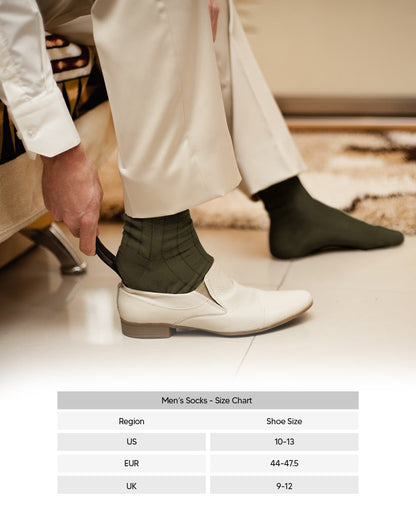 Vittorio Farina Men's Ribbed Shear Nylon Anklet Dress Socks - ank - olive - 3 - Classy Cufflinks