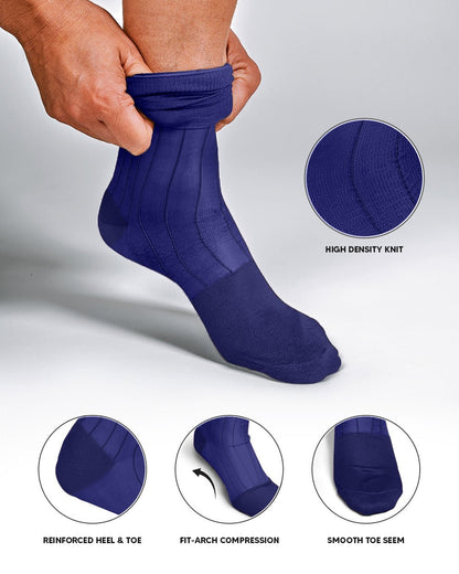 Vittorio Farina Men's Ribbed Shear Nylon Anklet Dress Socks - ank - royal - 3 - Classy Cufflinks