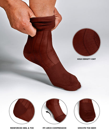 Vittorio Farina Men's Ribbed Shear Nylon Anklet Dress Socks - ank - royal - 3 - Classy Cufflinks