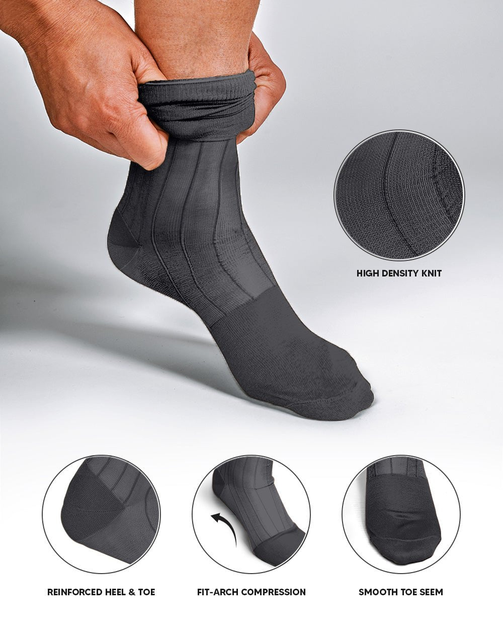 Vittorio Farina Men's Ribbed Shear Nylon Anklet Dress Socks - ank - royal - 3 - Classy Cufflinks