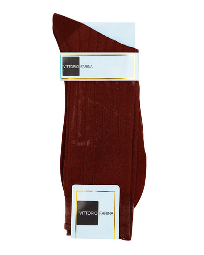 Vittorio Farina Men's Ribbed Shear Nylon Anklet Dress Socks - ank - rust - 12 - Classy Cufflinks