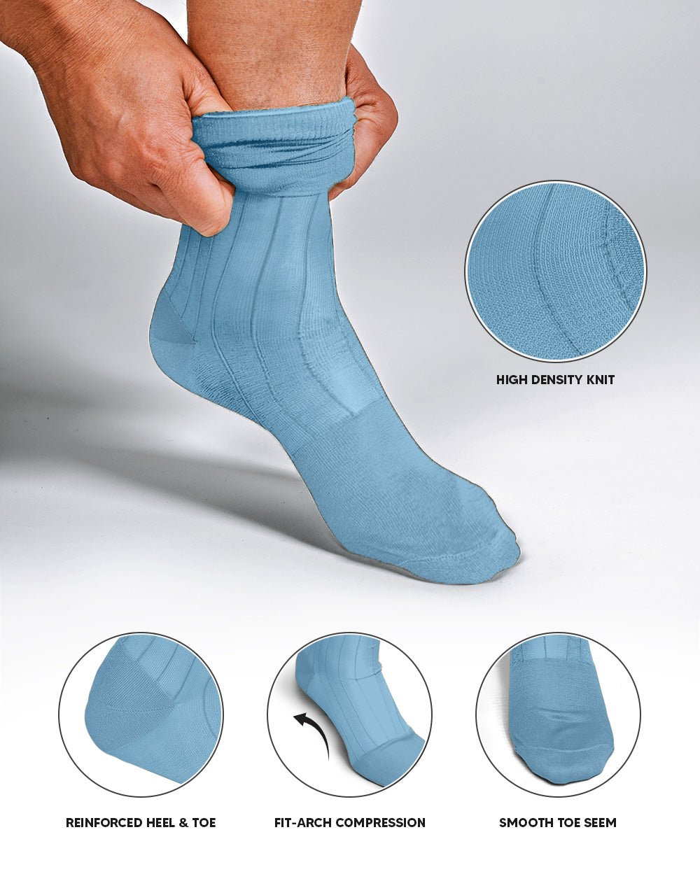 Vittorio Farina Men's Ribbed Shear Nylon Anklet Dress Socks - ank - silver - grey - 12 - Classy Cufflinks