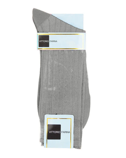 Vittorio Farina Men's Ribbed Shear Nylon Anklet Dress Socks - ank - silver - grey - 12 - Classy Cufflinks