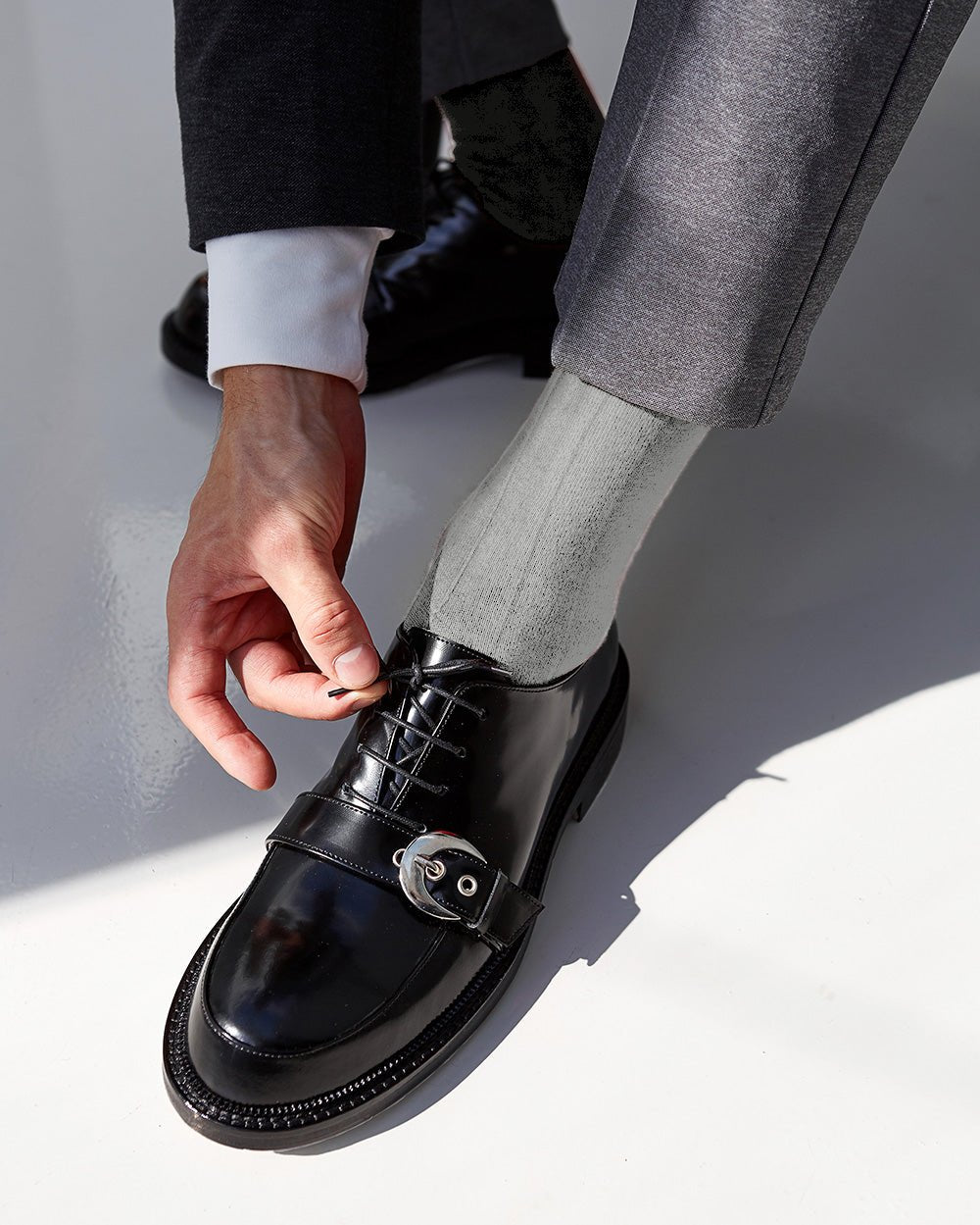 Vittorio Farina Men's Ribbed Shear Nylon Anklet Dress Socks - ank - silver - grey - 3 - Classy Cufflinks