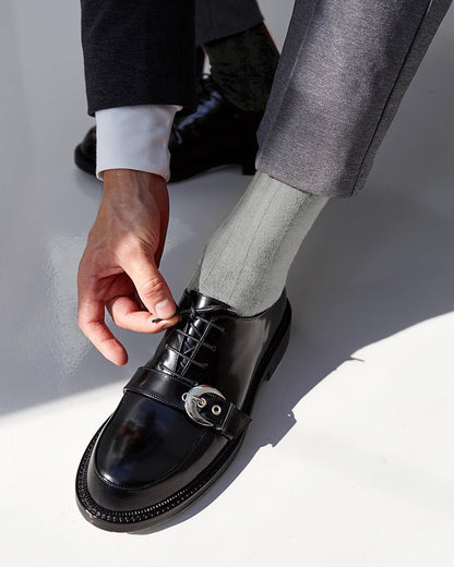 Vittorio Farina Men's Ribbed Shear Nylon Anklet Dress Socks - ank - silver - grey - 3 - Classy Cufflinks